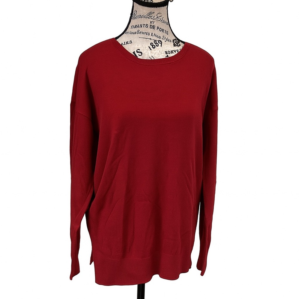 Amazon Essentials Women's Dark Red Crew Neck Sweater